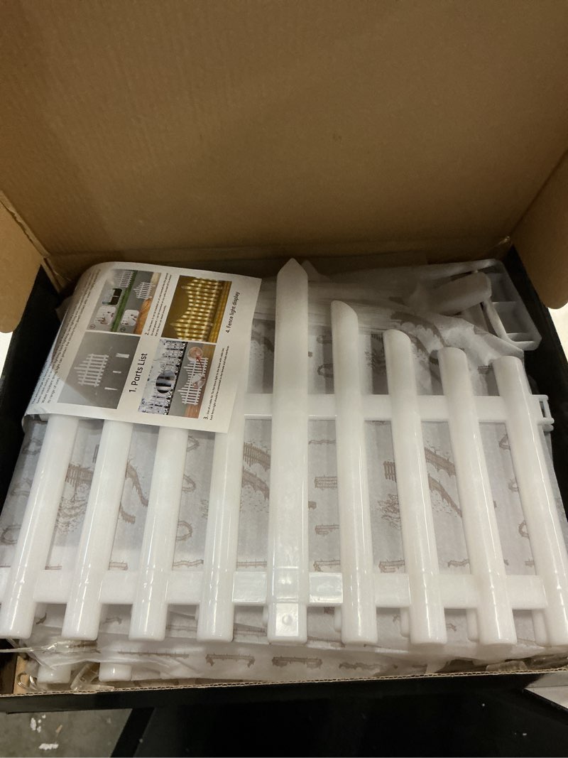 Condition photo showing New/Like New for MGupzao Christmas Tree Fence Light - Christmas Decorations Lights 8 Pack Picket Fence for Indoor Outdoor Christmas Decor, Plug-in 8 Modes Decorative Light for for Landscape Patio Yard Path Xmas Decor