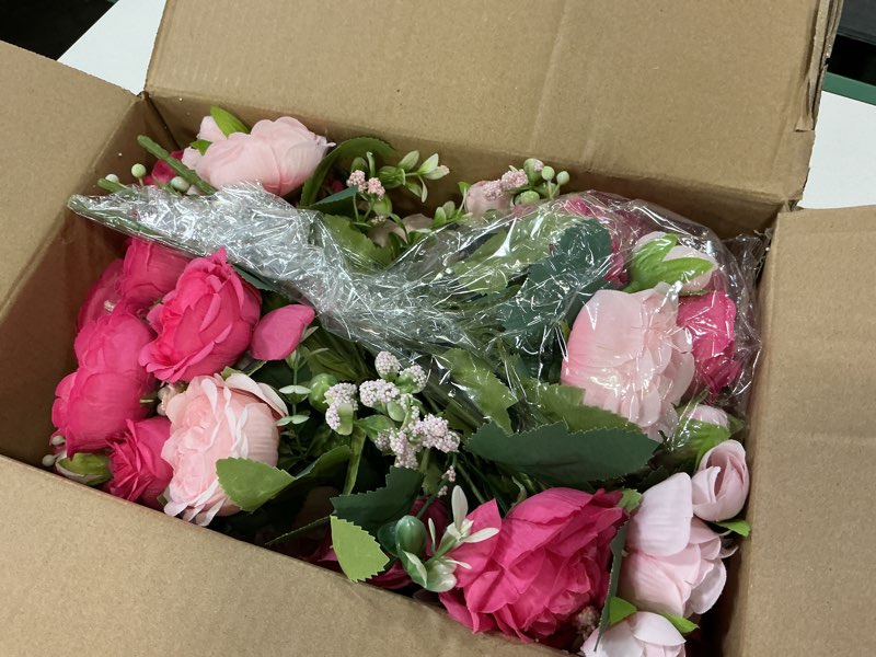 Condition photo showing Good Condition for 12 bundles peonies artificial flowers, fake peony bouquets, faux flower arrangements for table centerpiece, realistic floral bouquets for weddings, parties, home