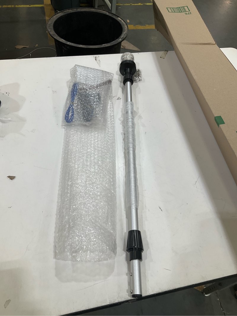 Condition photo showing Good Condition for obcursco boat stern lights, telescoping pole 27"-48" led anchor light with base, 12v adjustable 3nm 360° navigation lighting for pontoon, yacht, bass, and fishing boats (27"-48", silver) silver 02