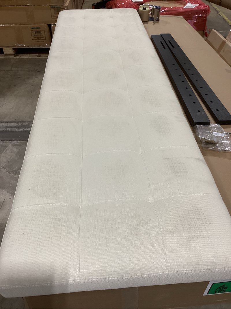 Condition photo showing As Is for modway lily tufted linen fabric upholstered king headboard in ivory ivory king