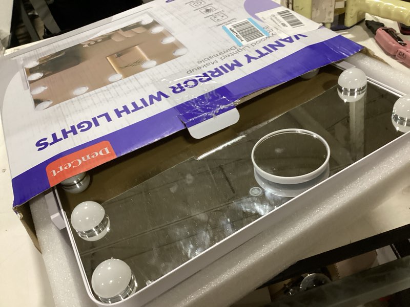 Condition photo showing Good Condition for dencert 360° vanity mirror with lights 11 led bulbs hollywood lighted makeup mirror with 5x magnification mirror hollywood cosmetic mirror tabletop makeup mirror with 3 lighting modes 16x13 inch