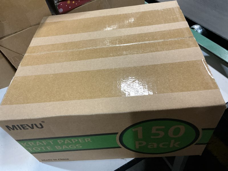 Condition photo showing New/Like New for MIEVU 150Pack Small Gift Bags with Handles, 5.9x3.1x8.2 Inch Brown Paper Bags (130g More Sturdy Material) – Bulk Christmas Gift Bag, Party Favor Bags, Recyclable Craft Bags for Gifts,Brown Kraft brown