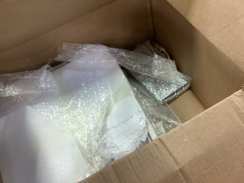 Condition photo showing As Is for Weysat 3 Pcs Mirrored End Table with Glass Coaster Modern Silver Accent Table Bling Mirror Side Desk Crushed Crystal Coasters Crushed Diamond Cup Mat for Living Room Kitchen (Square) 3 Square