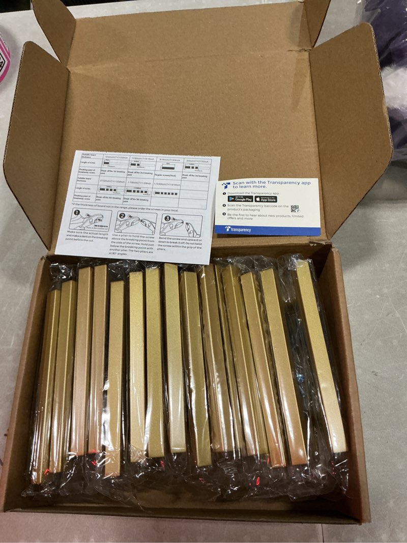 Condition photo showing Good Condition for ravinte 30 pack brass 3-3/4 inch hole center champagne gold handles square cabinet hardware stainless steel pulls for kitchen cupboard drawers 6 inch overall length 30 3-3/4" hole center
