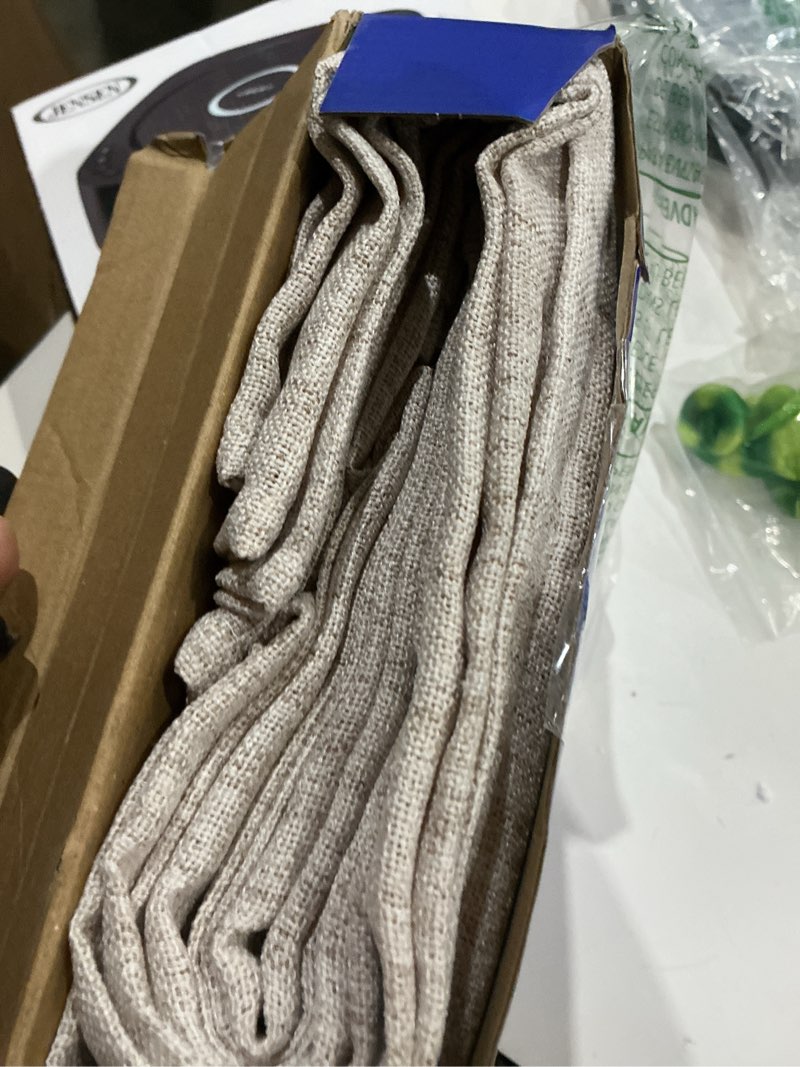 Condition photo showing Good Condition for miulee faux linen curtains 84 inch length 2 panels natural semi sheer curtain with back tab rod pocket, light filtering window privacy burlap drapes for living room bedroom 42w x 84l linen 42"w x 84"l (pack of 2) linen