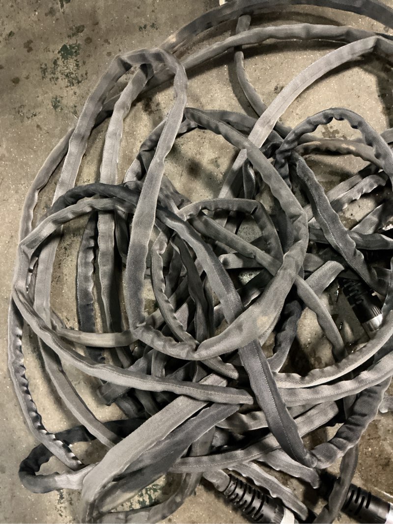 Condition photo showing As Is for zero-g teknor apex 5/8-in x 100-ft premium-duty kink free woven gray hose