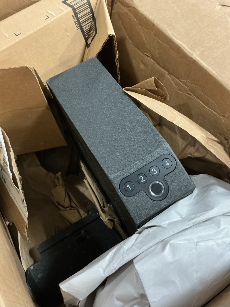 Condition photo showing As Is for biometric slider handgun gun safe for nightstand, desk, bed side,truck - auto sliding door hand gun safe for pistol -with fingerprint, pin code, key access biometric fingerprint