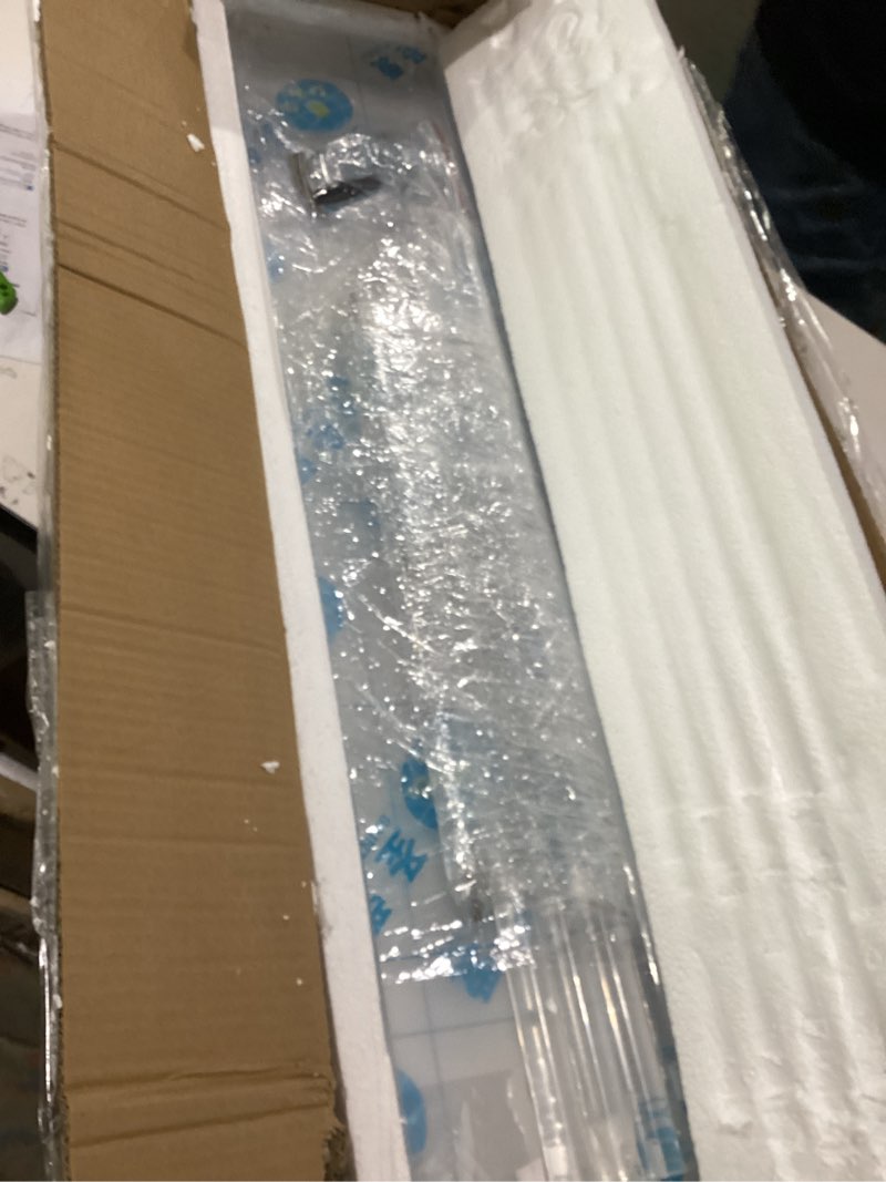 Condition photo showing New/Like New for Acrylic Narrow Console Table for Entryway 7.6" D x 39.4" W x 31.5" H Clear Modern Skinny Bookshelf Slim Entry Table Waterfall Desk Furniture for Sofa Foyer Hallway Living Room Dining Room Round Corner
