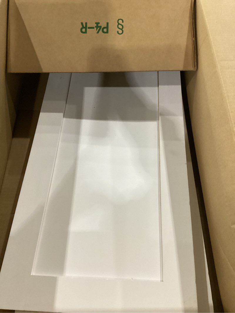 Condition photo showing Good Condition for cinnvoice 2 pcs pine kitchen cabinet door replacement with 4 pcs cabinet hinges wood shaker door front replacement for kitchen, bathroom, vanity(white,12" w x 24" h) 12" w x 24" h white
