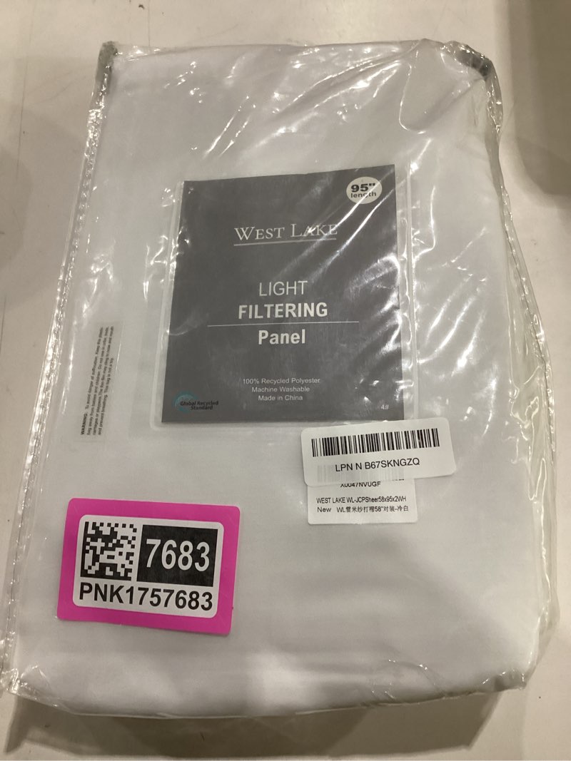 Condition photo showing New/Like New for west lake bright white pinch pleat sheer window curtain panels 95 inches length,soft retro drapes for bedroom living room sliding patio door,textured window treatment,custom multi size,58" wx95 lx2 bright white 58"w x 95"l (pack of 2)
