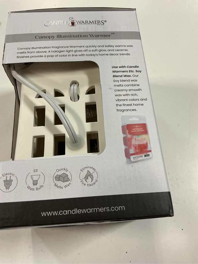 Condition photo showing New/Like New for candle warmers etc. porcelain house canopy fragrance warmer – use with any wax melts