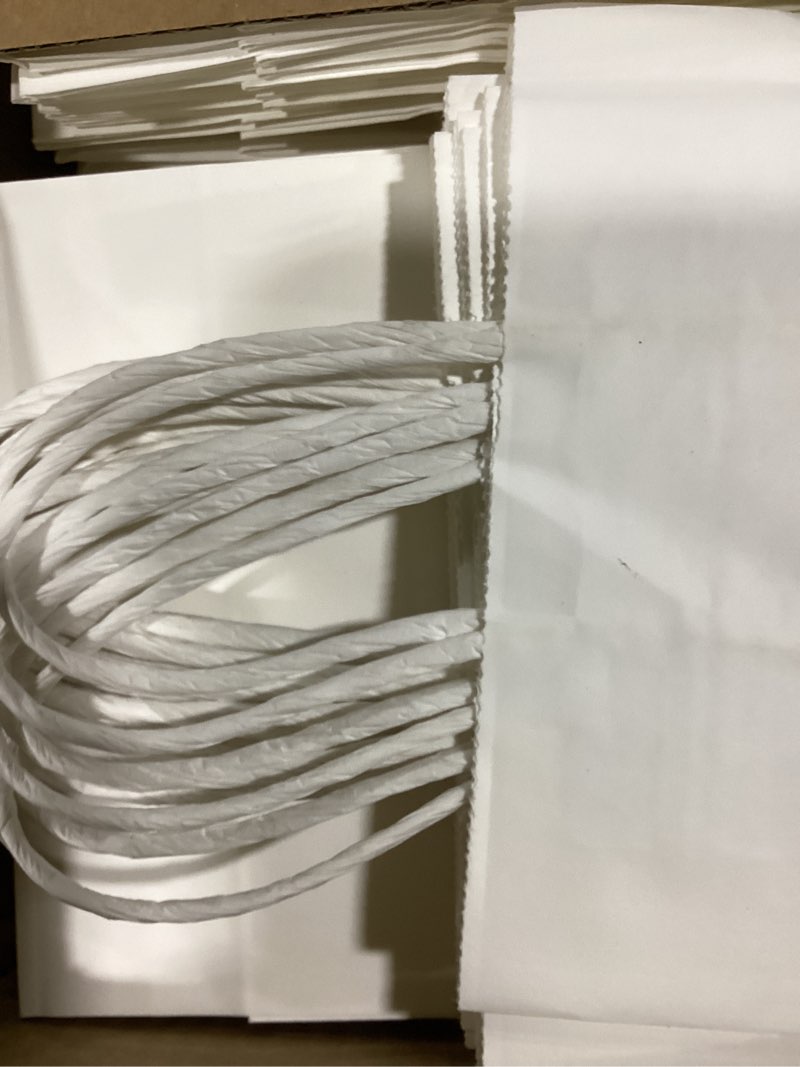 Condition photo showing Good Condition for bag box 100 pack 5.9x3.1x8.25 inch white gift bags with handles,bulk kraft paper bags for shopping, retail, merchandise, wedding, party favors, paper grocery sacks white 5.9 * 3.1 * 8.25 inch?pack of 100?