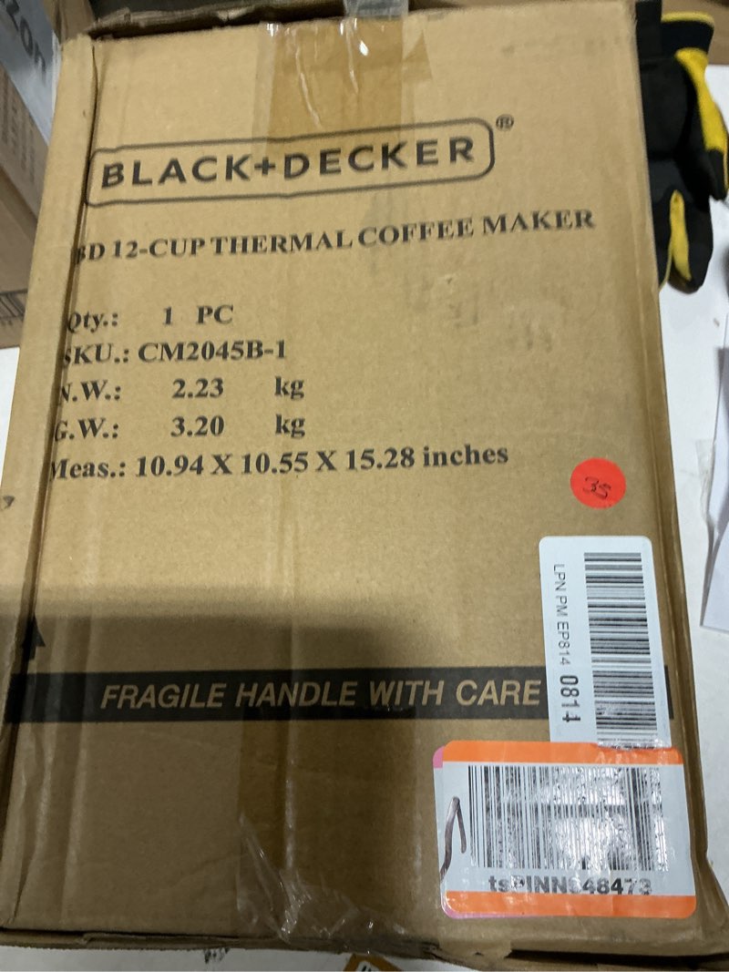 Condition photo showing As Is for Hamilton Beach One Press Programmable Dispensing Drip Coffee Maker with 12 Cup Internal Brew Pot, Water Reservoir, Black with Chrome (48464)