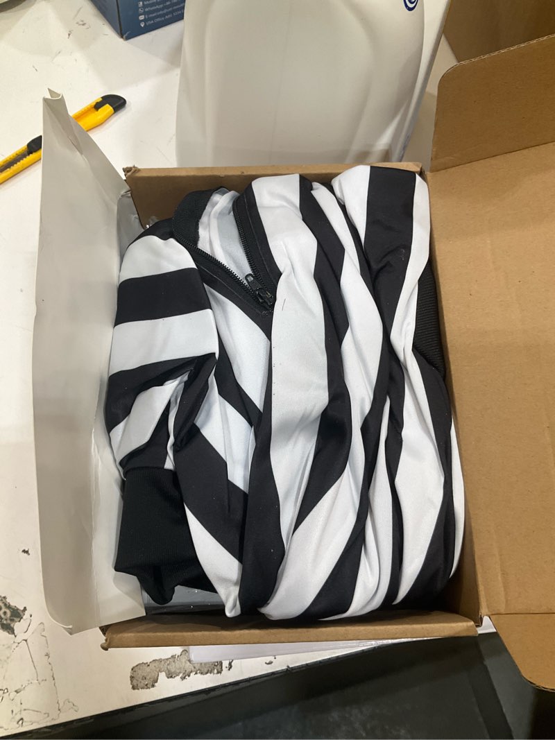 Condition photo showing Good Condition for hicarer ice hockey long sleeve striped referee shirt men's official referee costume orange red armbands finger grip whistle large
