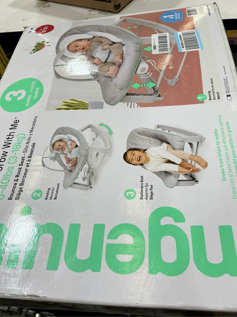 Condition photo showing New/Like New for ingenuity keep cozy 3-in-1 grow with me vibrating baby bouncer, seat & infant to toddler rocker, vibrations & -toy bar, 0-30 months up to 40 lbs (weaver)
