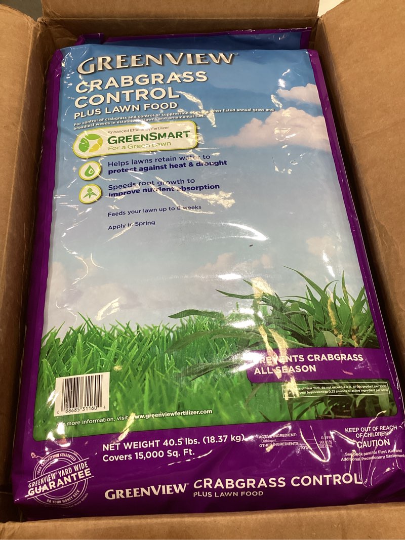 Condition photo showing Good Condition for greenview crabgrass control plus lawn food - 40.5 lb. bag - covers 15,000 sq. ft.