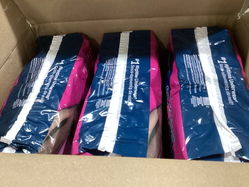 Condition photo showing New/Like New for Goodnites Girls' Nighttime Bedwetting Underwear, Size Large (68-95 lbs), 75 Ct (3 Packs of 25), Packaging May Vary Large 75
