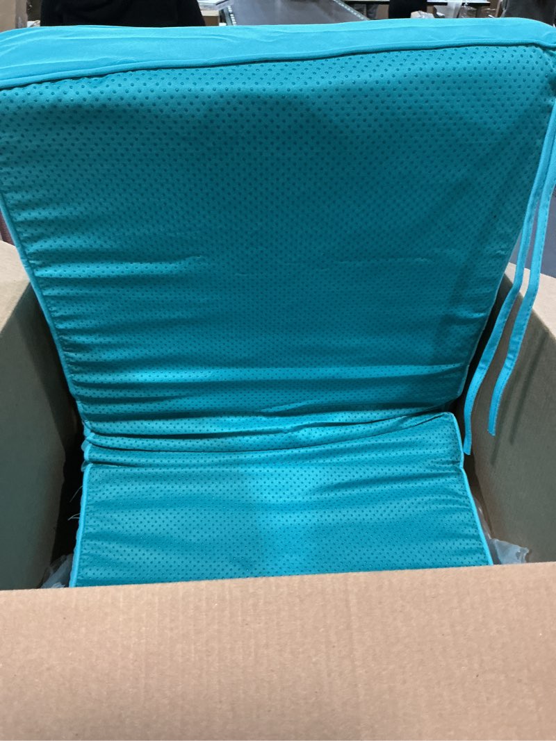 Condition photo showing Good Condition for Outdoor Bench Cushion 36 X 18 X 3.5 Inch Thick Waterproof Patio Furniture Cushions, Patio Porch Swing Replacement Seat Pad with Tie Straps and Anti-Slip, for Backyard Garden, Lake Blue Lake Blue 36 x 18 x 3.5 in