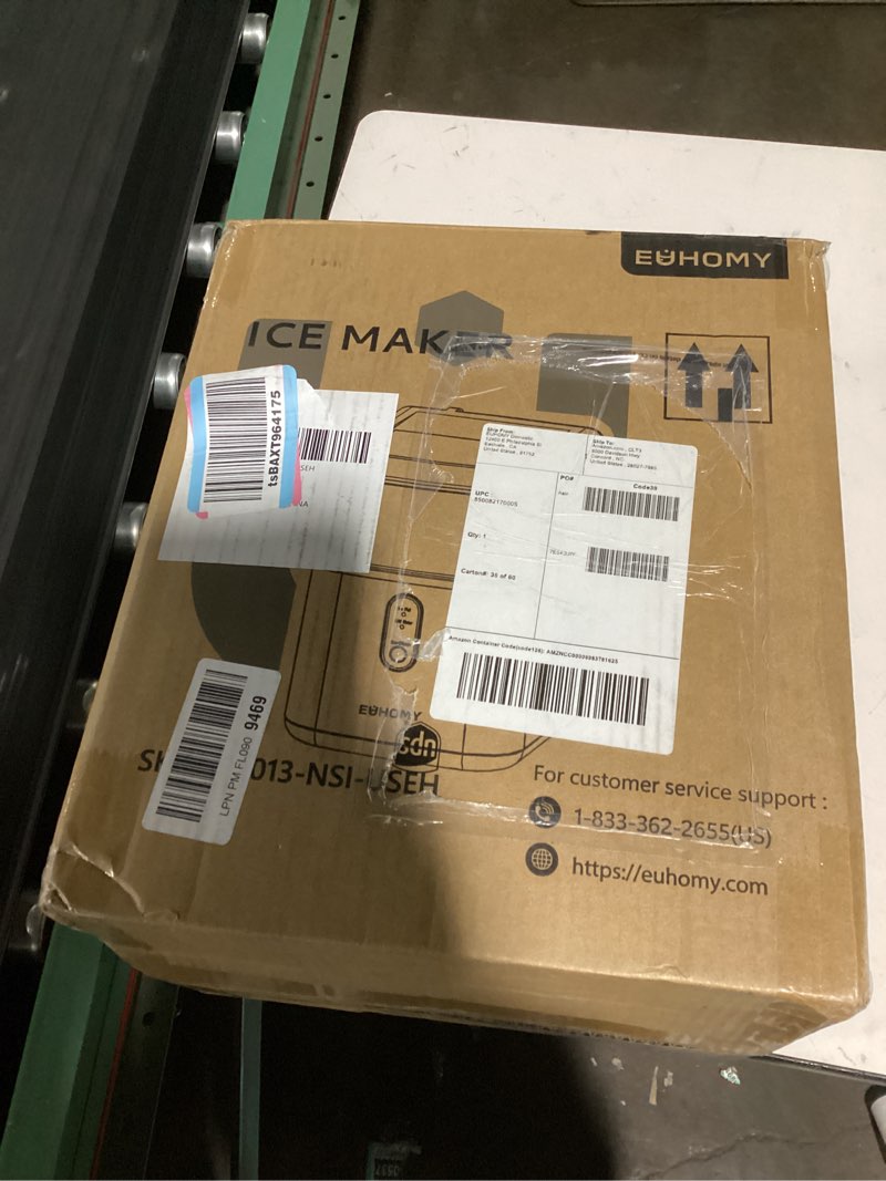 Condition photo showing As Is for (similar to) frigidaire 26 lbs per day portable compact maker, ice making machine, stainless, medium