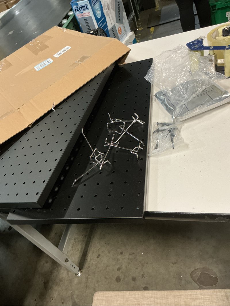 Condition photo showing Good Condition for ((Similar))TORACK Metal Pegboard Wall Organizer 24\" x 24\" or 12\" x 48\", 70 PCS Tools Storage Pegboard for Garage Tool Organizer Peg Board with Pegboard Hooks for Workbench(Black) Black 24\" x 24\"