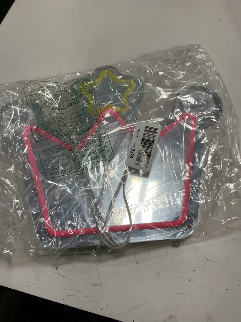 Condition photo showing As Is for Moneter Anime Crown Mirror with Neon Signs, Wall Mount, Lighted & Neon Signs, Classic & Modern Style, 13.4 x 16 Inches