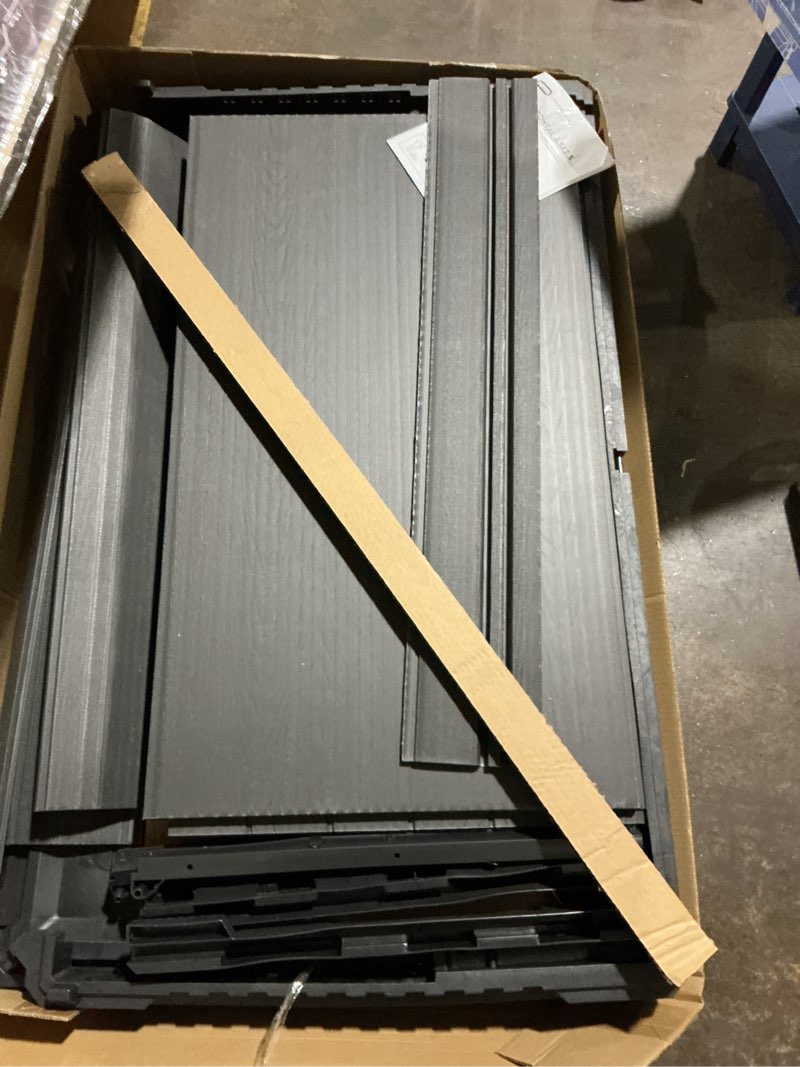 Condition photo showing As Is for keter darwin 240l store-it-out, compact & portable resin outdoor storage lockable deck box, grey