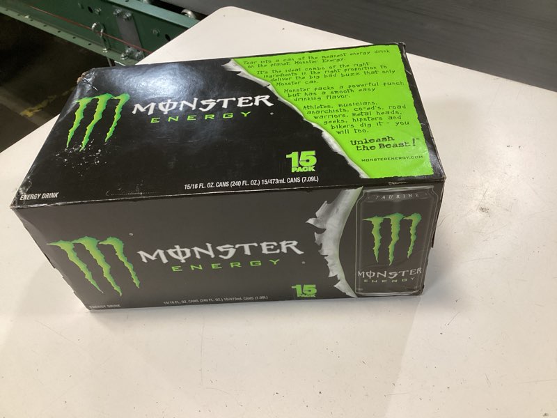 Condition photo showing New/Like New for Monster Energy Drink, Green, Original, 16 Ounce (Pack of 15)