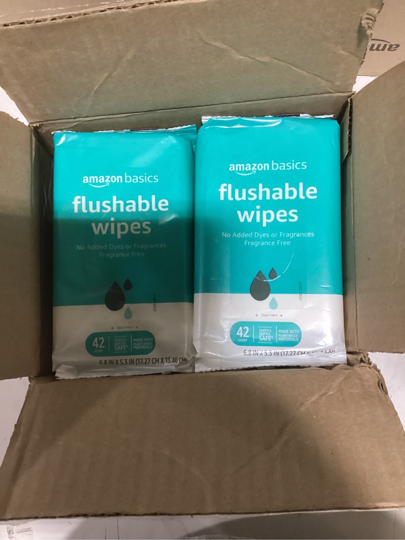 Condition photo showing New/Like New for Amazon Basics Flushable Adult Toilet Wipes, Fragrance Free, 42 Count (Pack of 8) (Total 336 wipes) (Previously Solimo)