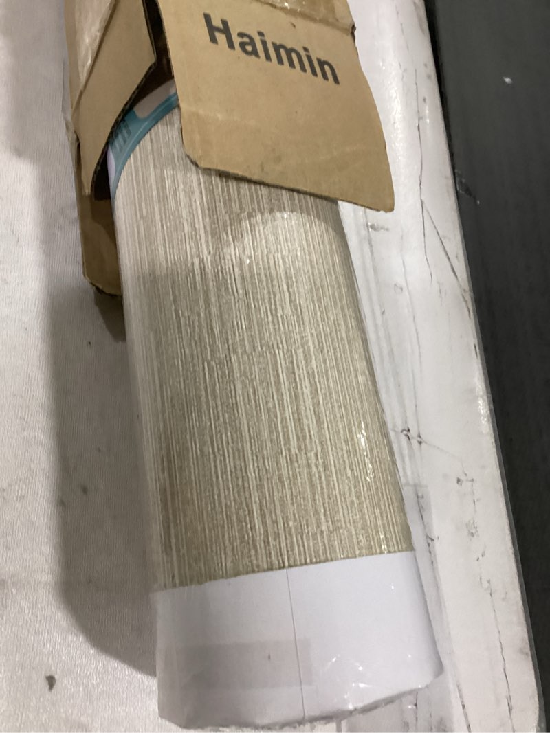 Condition photo showing New/Like New for Haimin Grasscloth Wallpaper Peel and Stick 20.9in X 393in Fabric Contact Paper Wall Paper Textured Wallpaper Horizontal Stripes Look Self-Adhesive Thick Vinyl Embossed (Beige)