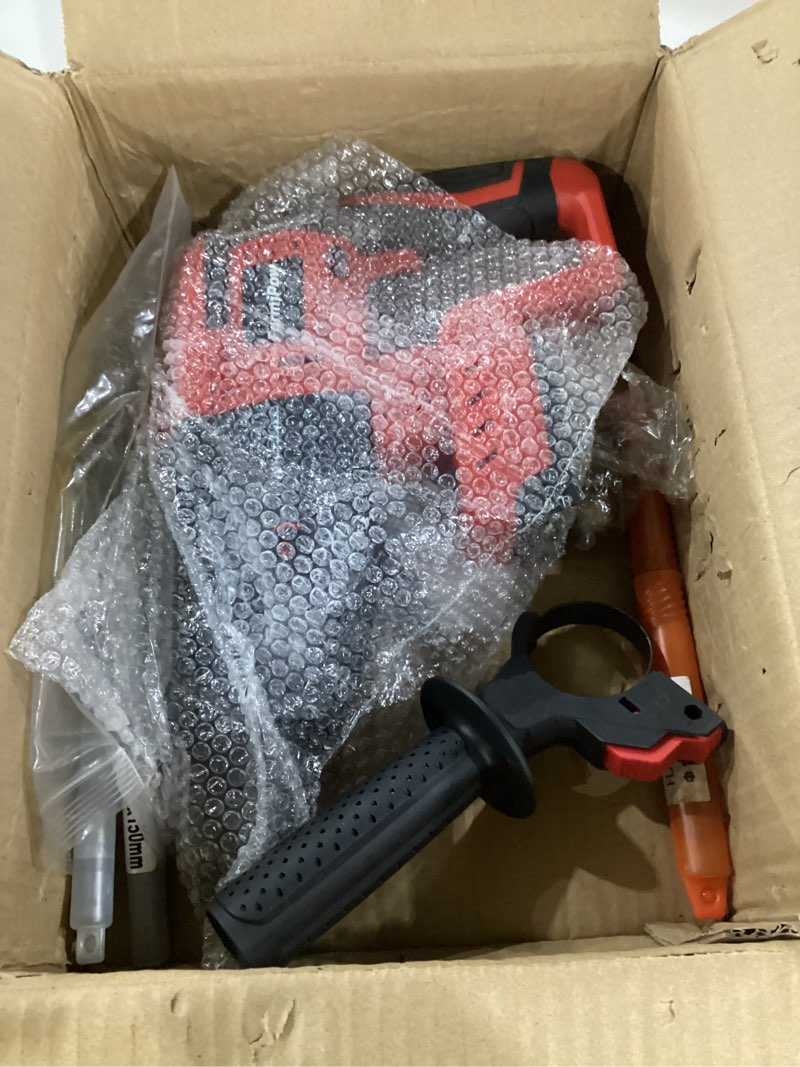 Condition photo showing Good Condition for not tested**** sds-plus rotary hammer drill for milwaukee m18 battery, 2.6j impact brushless hammer drill with 360° rotating handle, 4 mode operation, rotomartillo with 5 pcs drill & chisel set (no battery) red
