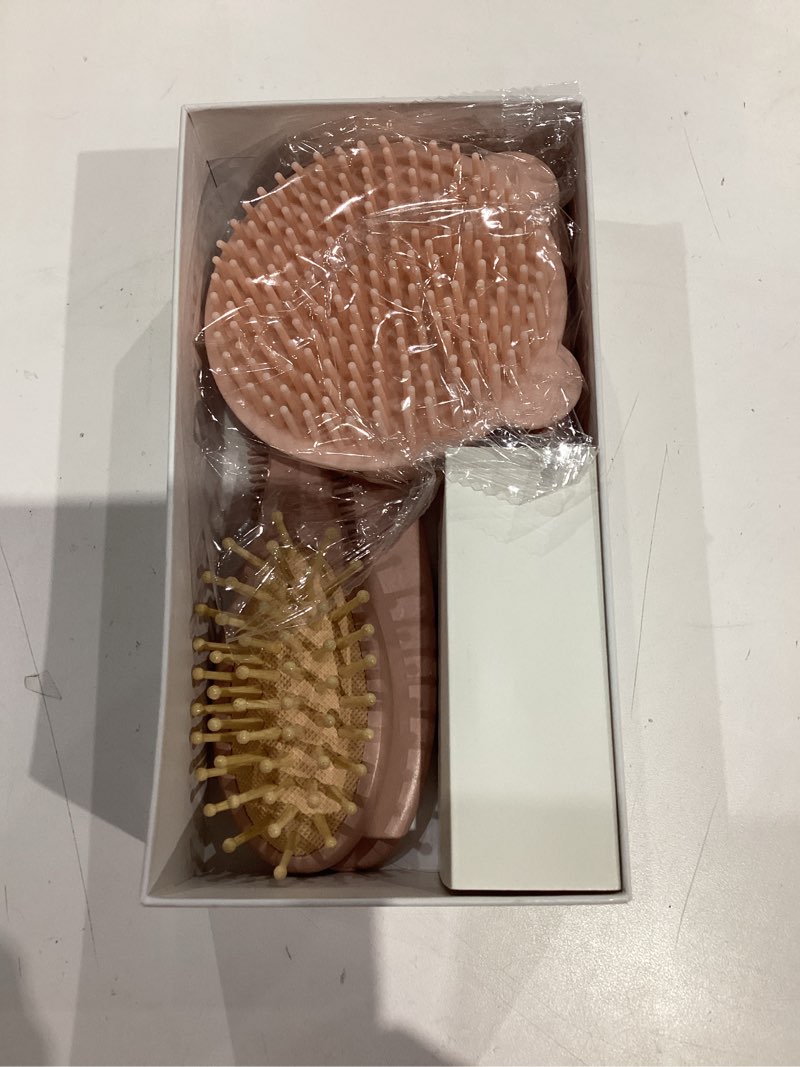 Condition photo showing Good Condition for yoofoss 4 piece baby hair brush and comb set?wooden baby hair brush with natural ultra soft goat hair, baby comb set for boy, girl - pink