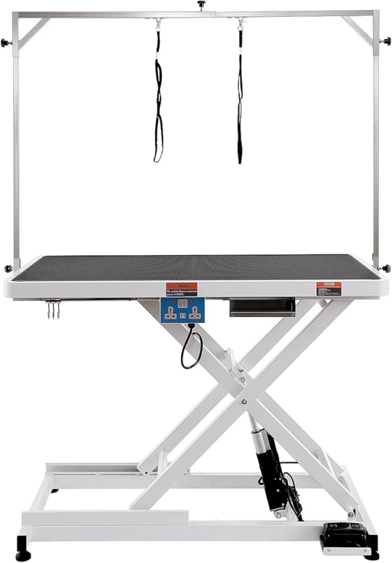 VEVOR 50" Electric Pet Grooming Table, Heavy Duty Dog Grooming Arm for Large Dogs, Height Adjustable Dog Grooming Station, Anti Slip Tabletop/Dog Grooming Station, Max Bearing 400LBS