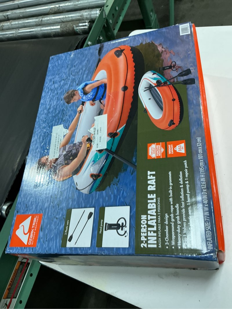 Condition photo showing Good Condition for ozark trail 2-person inflatable recreational raft set 6'5" x 40"
