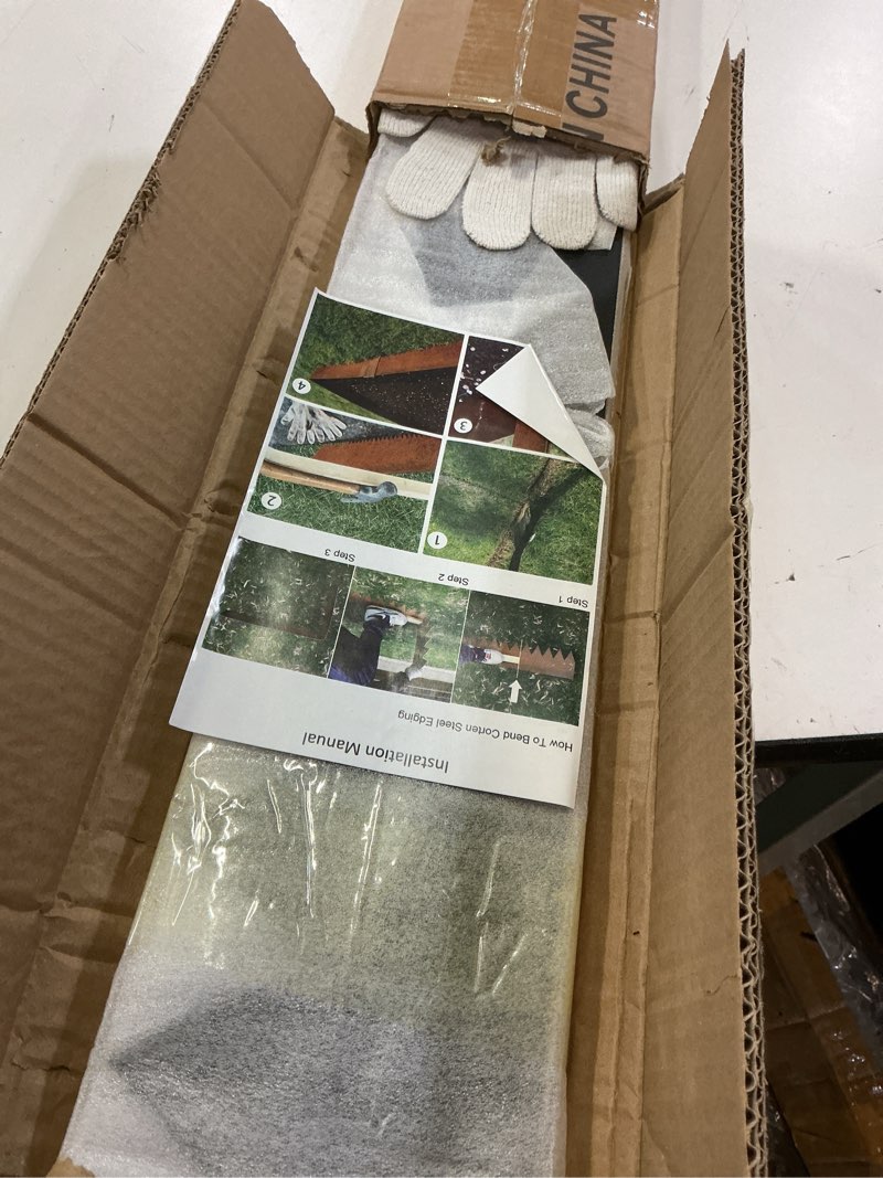 Condition photo showing Good Condition for 20ft.galvanized steel landscape edging(6-pack)-5"x40" metal garden edging,7 clips&gloves,hammer-in,no dig,rustproof,for landscaping,tree rings,garden,yard&pathway–black black 5x40in