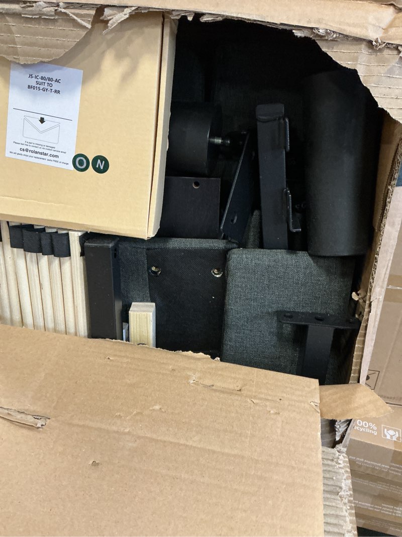 Condition photo showing As Is for Rolanstar Twin Bed Frame with 4 Storage Drawers and Charging Station,Twin Bed with Led Lights, 2 USB & 1 Type C, Adjustable Headboard 38.9/40.8 Inches, No Box Spring Needed, Grey