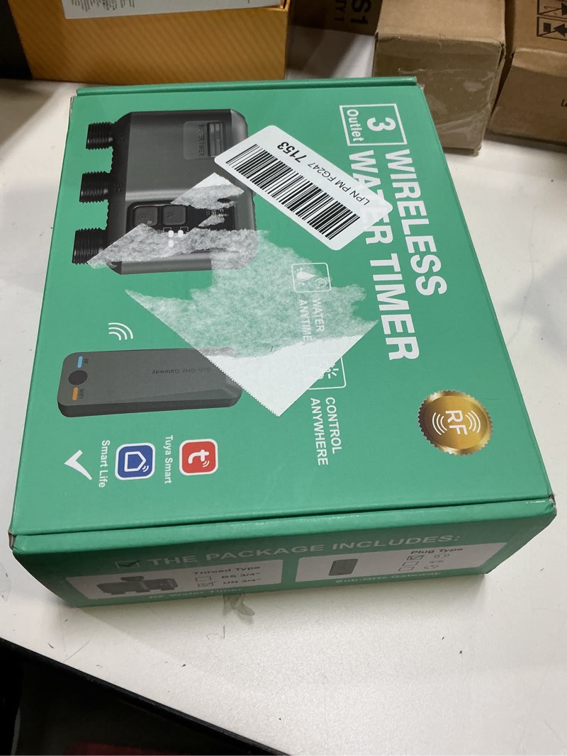 Condition photo showing New/Like New for Smart Sprinkler Timer 3 Zone for Garden Hose, WiFi Water Timer with 984ft RF Range, Smart Lawn Watering System Irrigation Controller, APP/Voice Control, Rain Delay, Automatic/Manual Irrigation