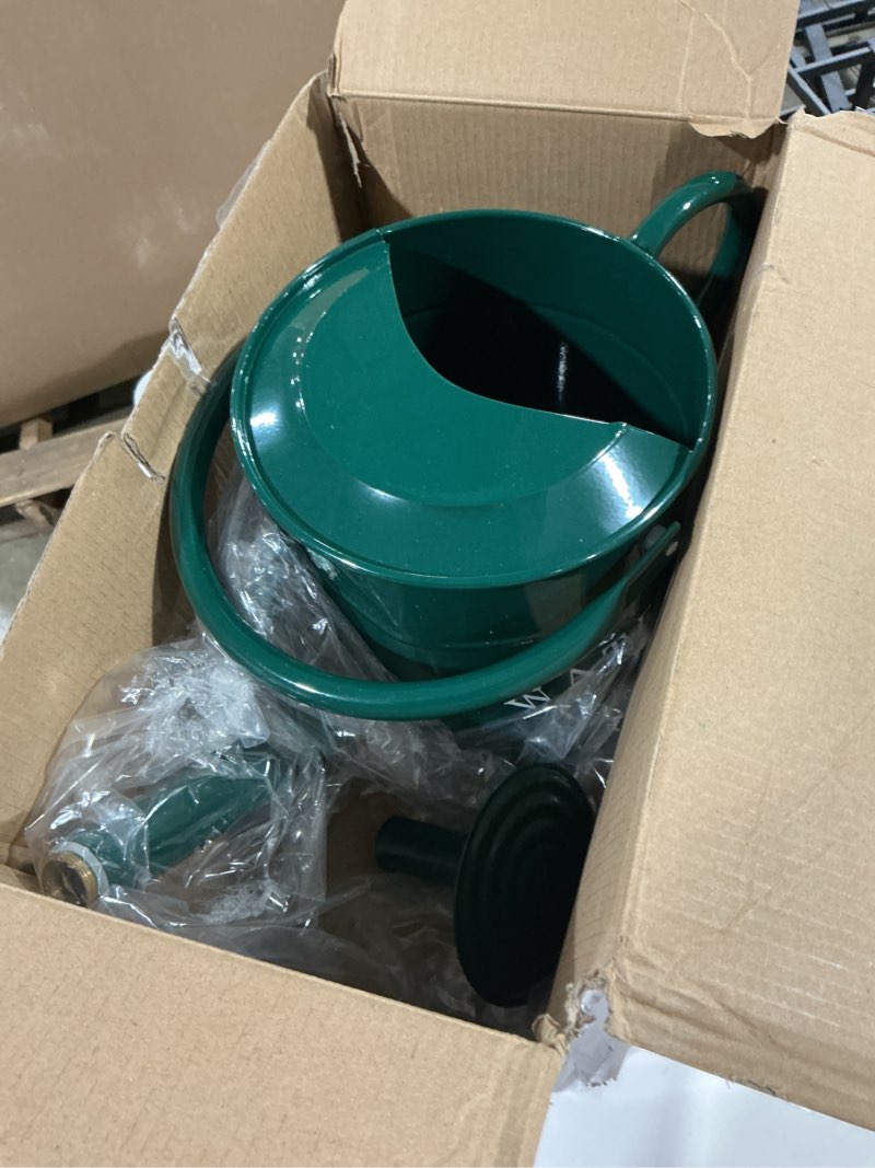 Condition photo showing Good Condition for garutom galvanized watering can for outdoor indoor plants, 1 gallon decorative countryside water can with removable spout, metal watering can for indoor plants and garden flower (green)