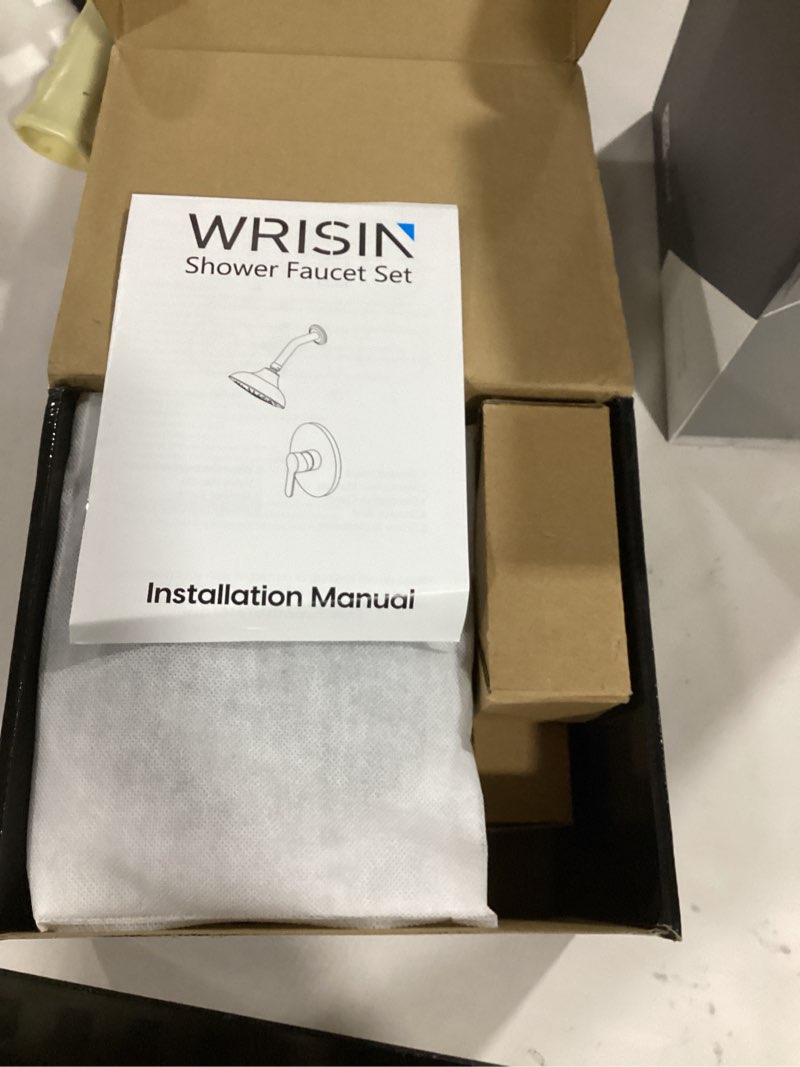 WRISIN Black Shower Faucet Set with Valve, Black Shower Head and Handle Set 6 Inch Showerhead