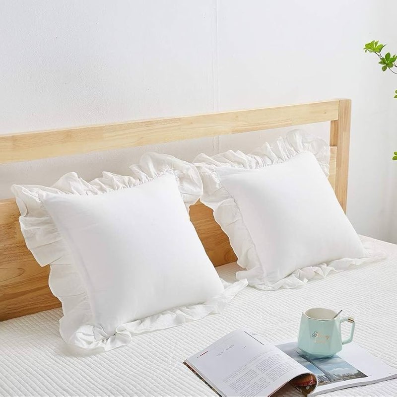 saferay green white ruffle euro sham covers farmhouse european sham large pillow covers 26x26 set of