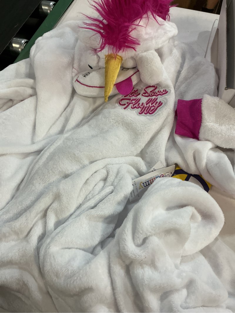 Condition photo showing Good Condition for (size:2xs-1xs)intimo minion women's fluffy unicorn costume unions suit fleece onesie pajama xx-small-x-small white