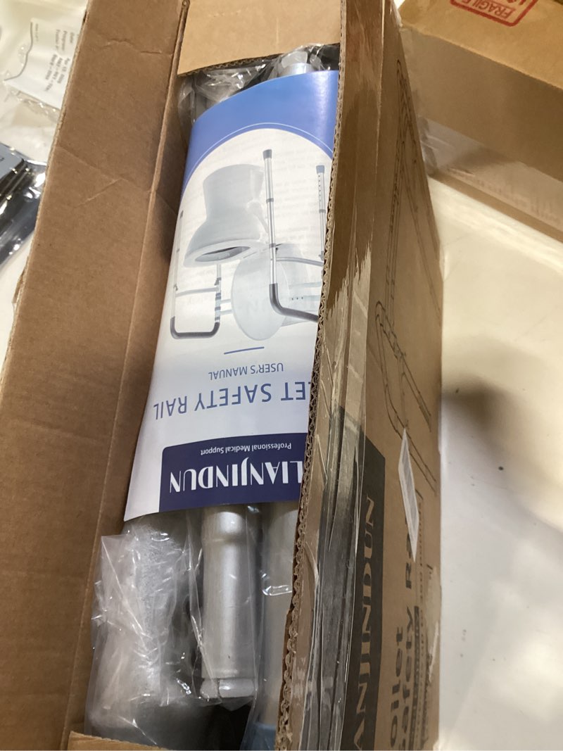 Condition photo showing Good Condition for toilet safety rails, adjustable toilet frame for elderly, seniors, handicap & disabled, foldable handicap toilet handles fit any toilets (300 lb) gray