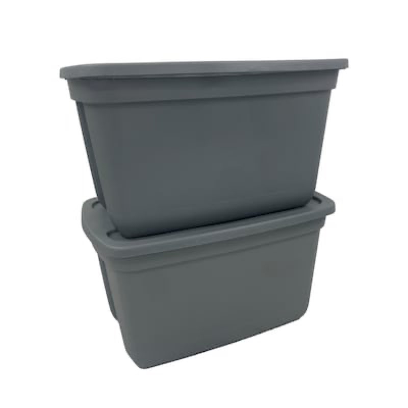Project Source Medium 18 -Gallons ( 72 -Quarts ) Gray Heavy Duty Stackable Tote with (2 pack)