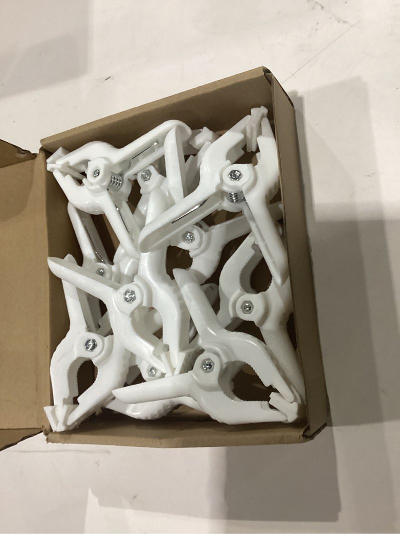 Condition photo showing New/Like New for rosellas 10 pack 4" balloon arch clips, plastic spring clamps heavy duty, backdrop clips for valentine's day balloon arch, tablecloth clip, backdrop stand, wedding photography studio decoration