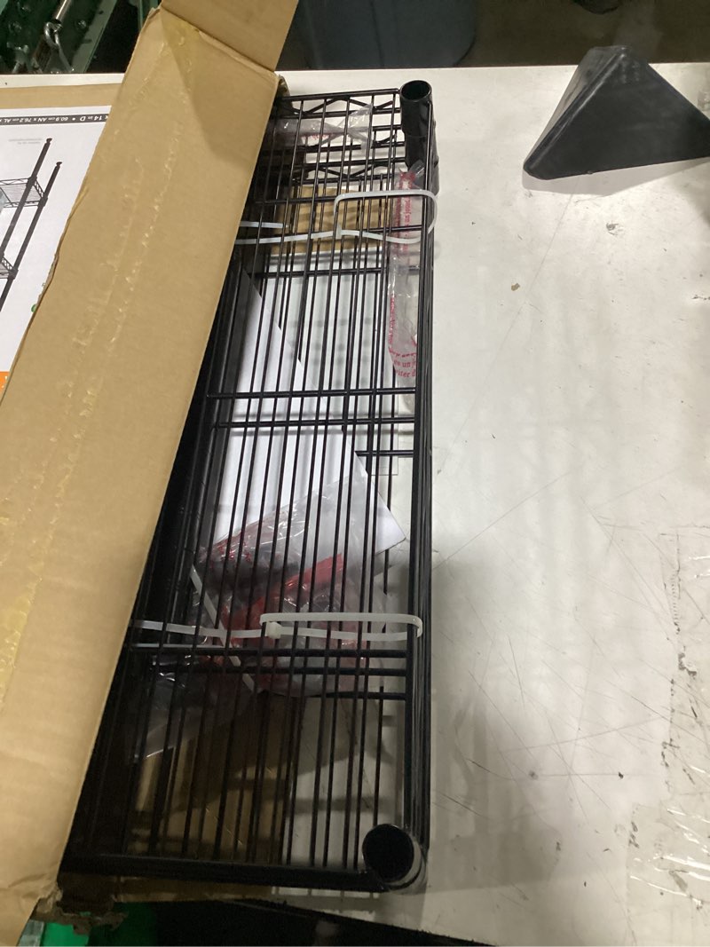 Condition photo showing New/Like New for 3-tier steel wire shelving unit in black (24 in. w x 30 in. h x 14 in. d)
