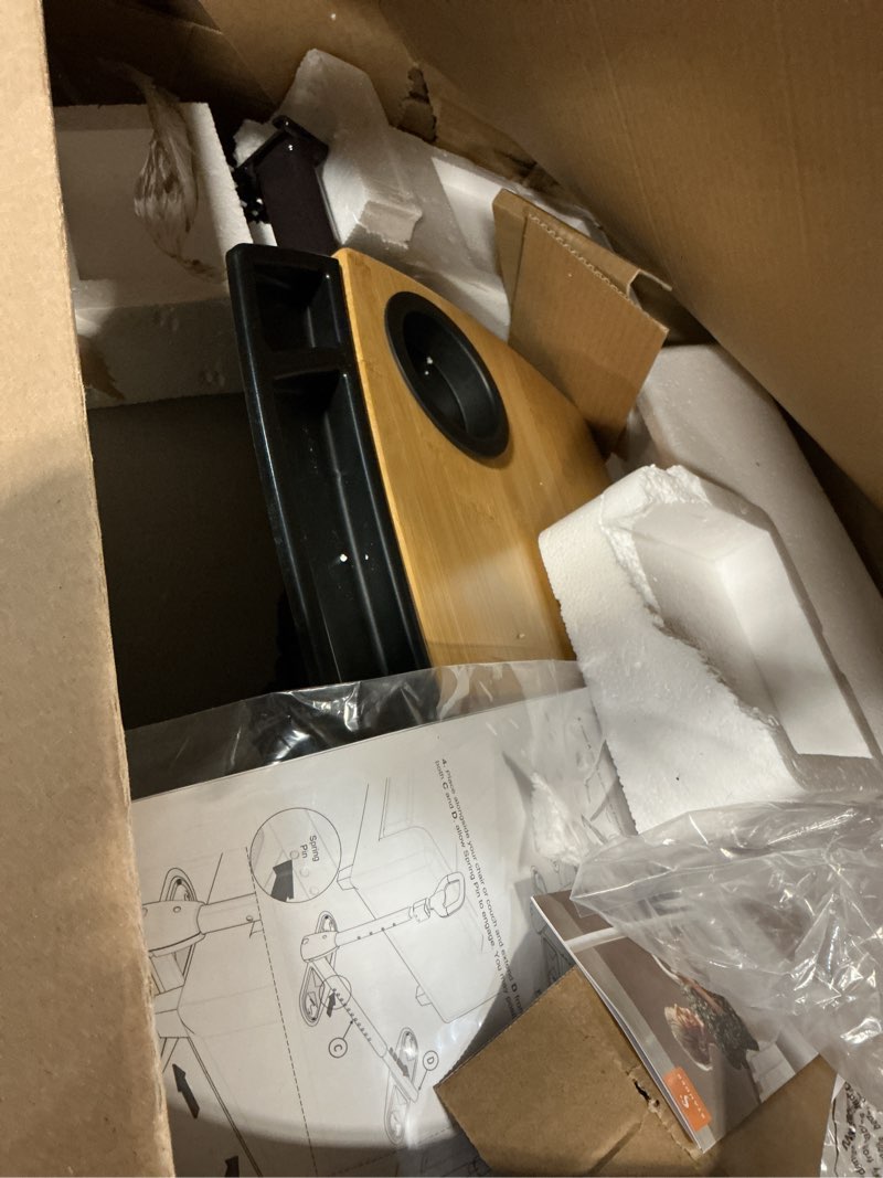 Condition photo showing As Is for Able Life Tray Table, Adjustable Bamboo TV and Laptop Desk with Ergonomic Stand Assist Safety Handle