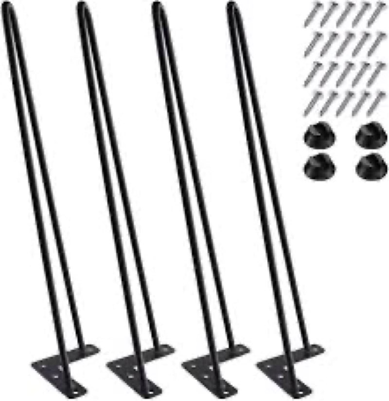 MSOBAIW 20 Inch Hairpin Legs, Tow Rod Iron Wire Metal Table Legs for Coffee and End Table, Bench, Ch