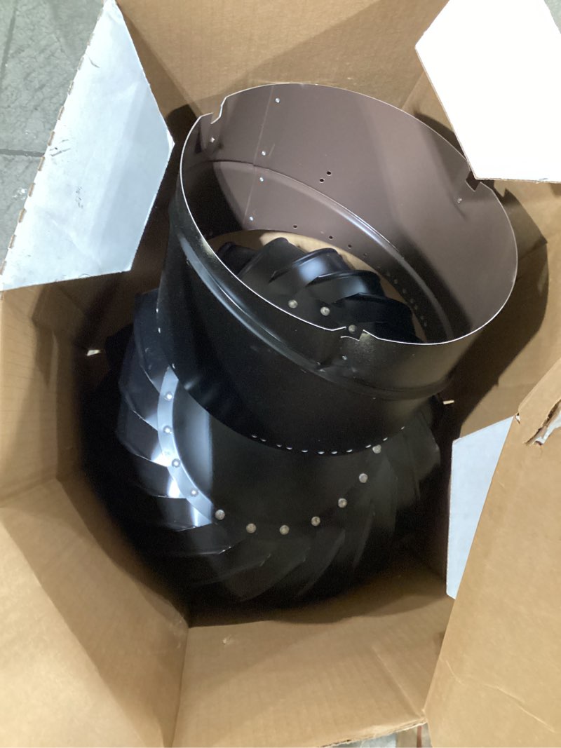 Condition photo showing As Is for air vent air hawk 18.4 in. h x 20.2 in. w x 20 in. l x 12 in. d black aluminum turbine and base