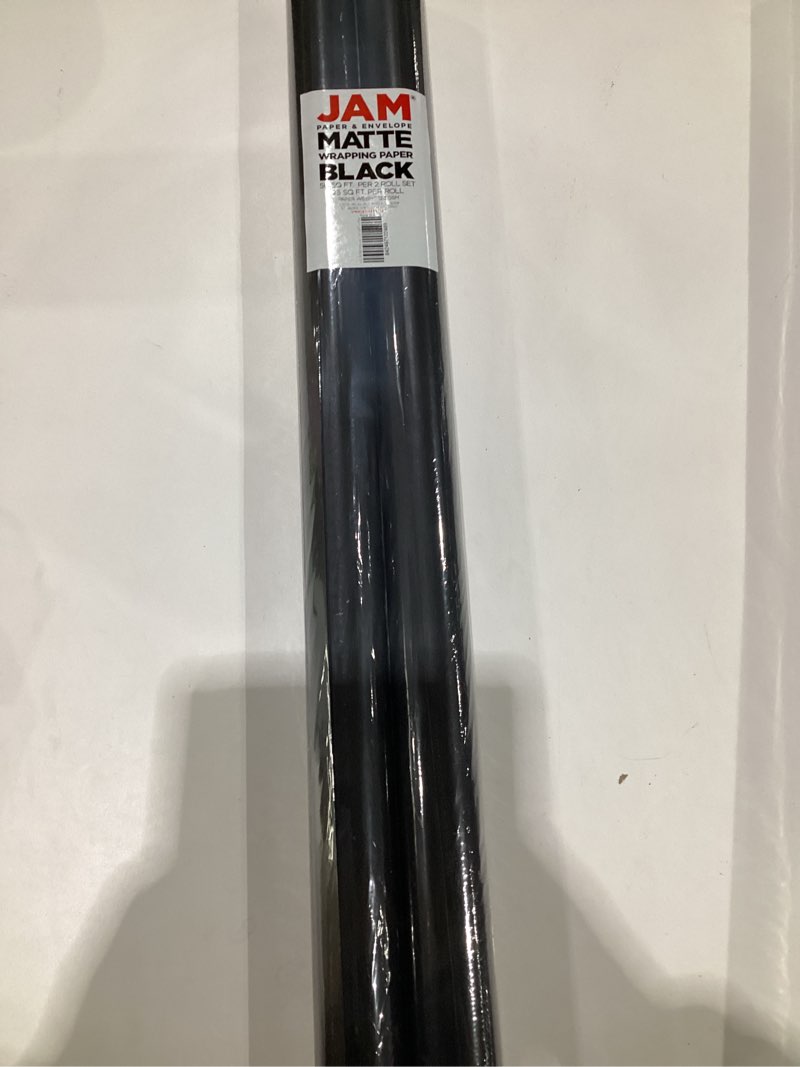 JAM Paper Gift Wrap - Matte Wrapping Paper - 50 Sq Ft Total (30 in x 10 Ft Each) - Matte Black - 2 R