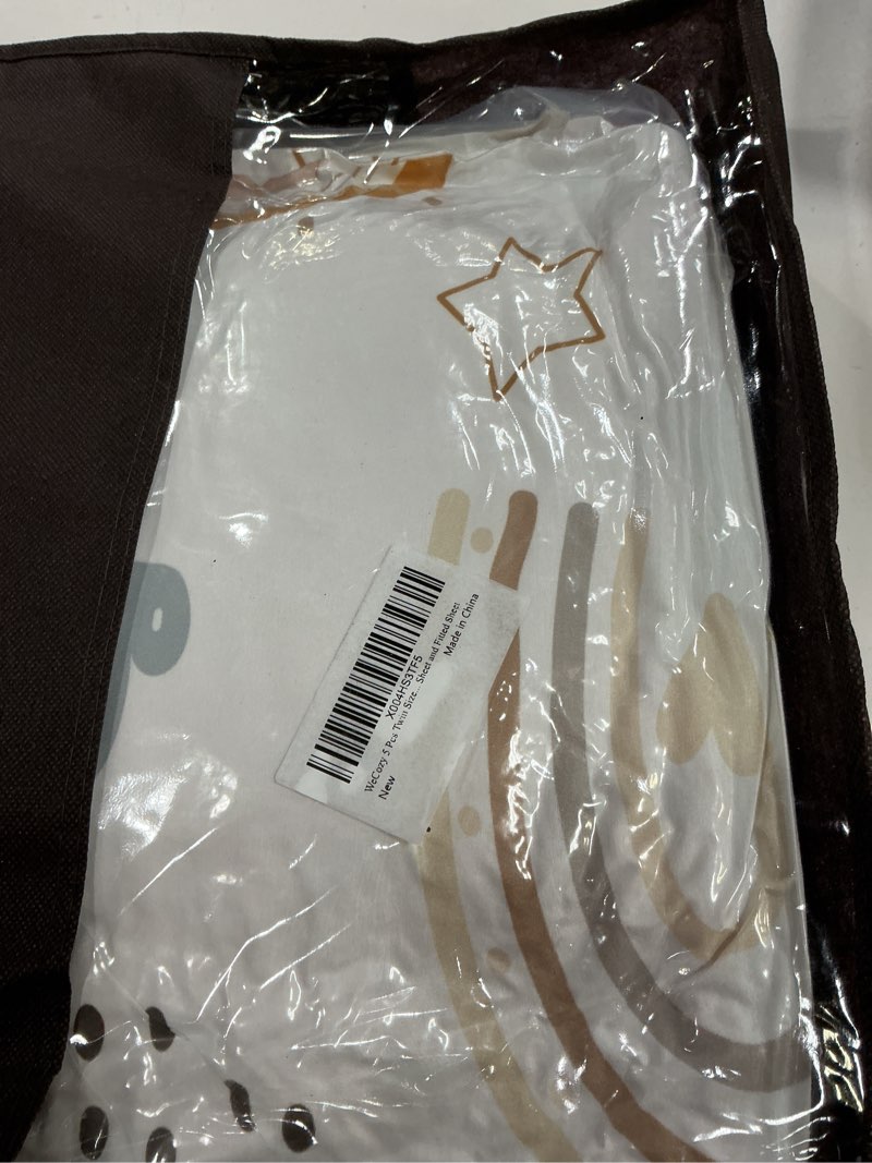 Condition photo showing New/Like New for WeCozy 5 Pcs Twin Size Comforter Set with Pillowcase & Sham, Cute Rainbow Nursery Bedding for Kids and Adults, Pink Bedding Set with Flat Fitted Sheet Twin Cute Rainbow