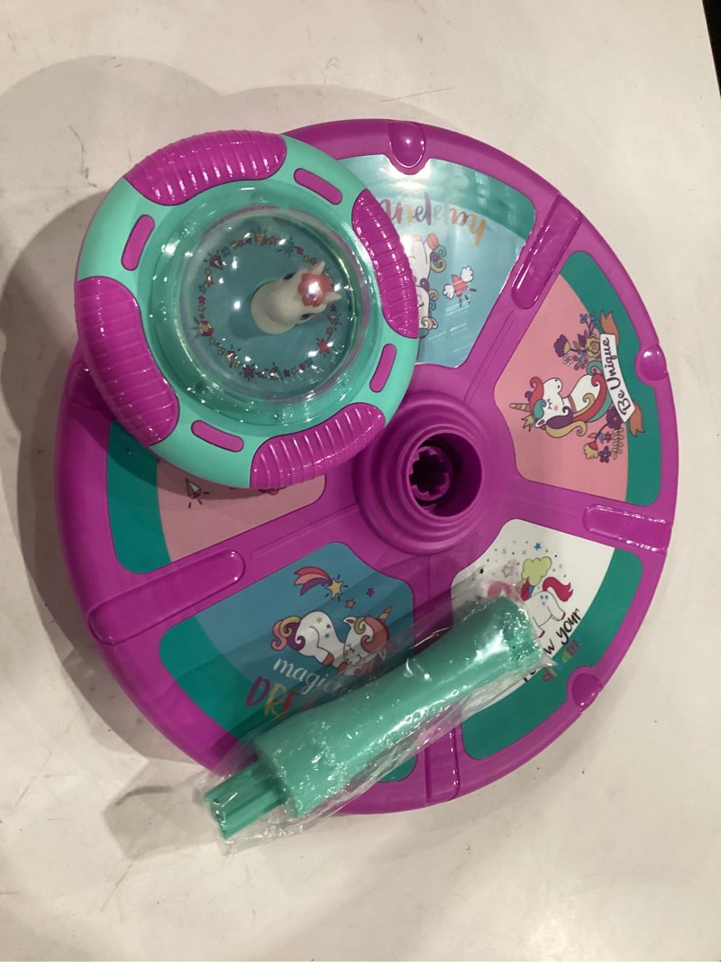 Condition photo showing New/Like New for Unicorn Sit and Spin Toy for Toddlers Girls Ages 1-3 2-4, Birthday Gift for 2 3 4 Years Old Girl, 360° Spin Seat Kids Indoor Interactive Sensory Toy with LED & Music